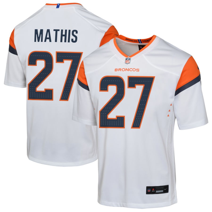 Damarri Mathis Youth Nike White Denver Broncos Custom Game Jersey