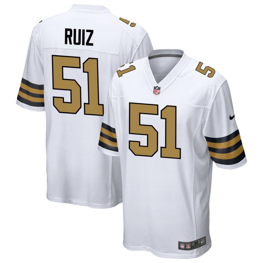 Cesar Ruiz Men's Nike White New Orleans Saints Alternate Custom Game Jersey
