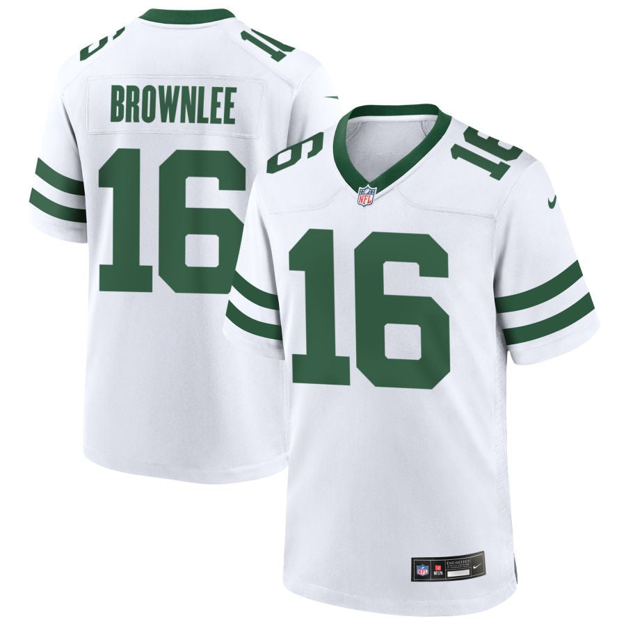 Jason Brownlee Men's Nike Legacy White New York Jets Custom Game Jersey