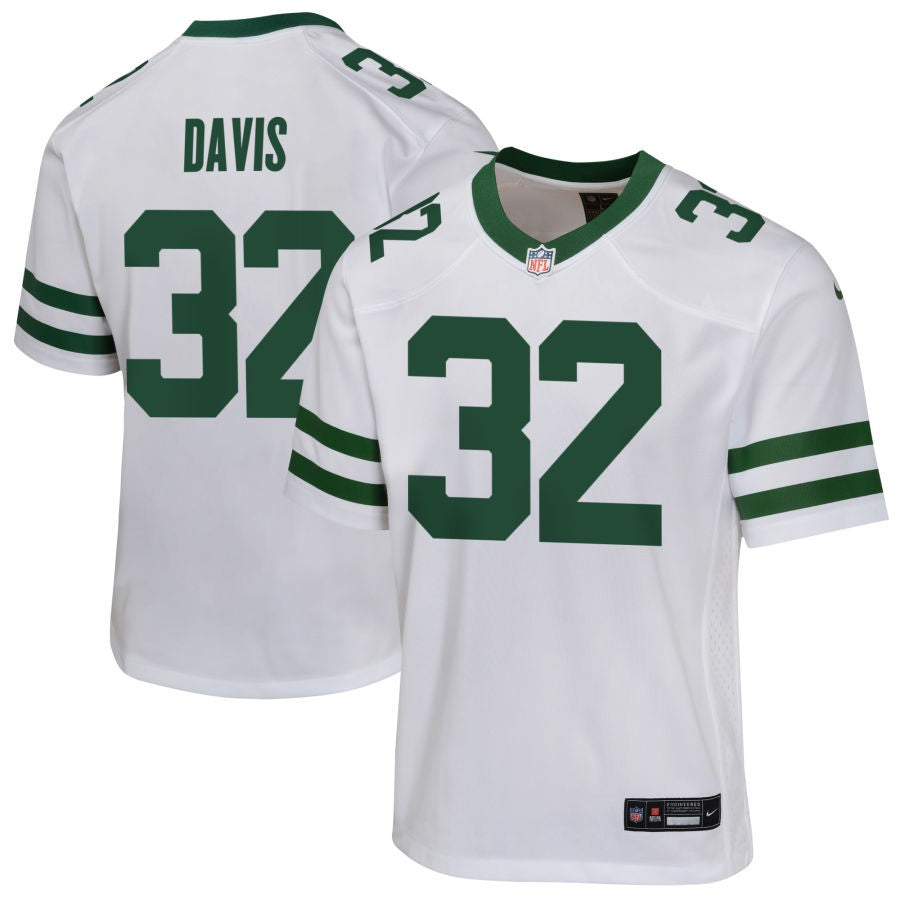 Isaiah Davis Youth Nike Legacy White New York Jets Custom Game Jersey