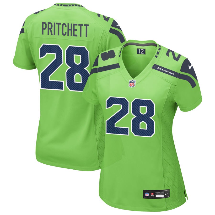 Nehemiah Pritchett Women's Nike Neon Green Seattle Seahawks Alternate Custom Game Jersey