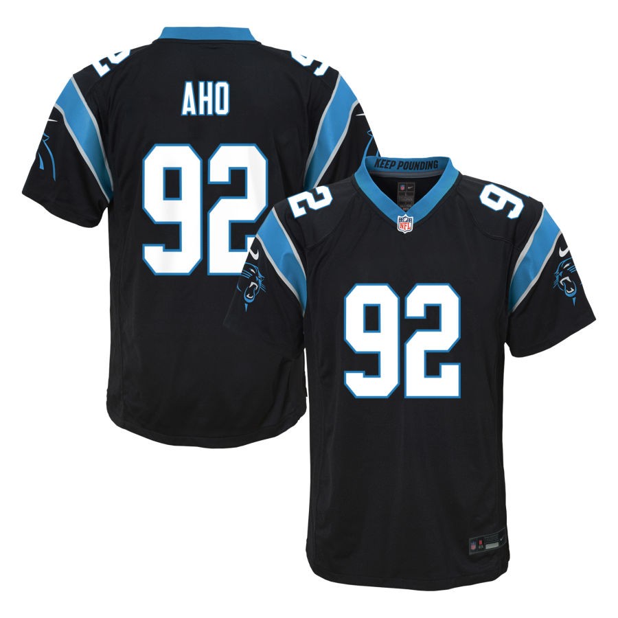 Junior Aho Youth Nike Black Carolina Panthers Custom Game Jersey