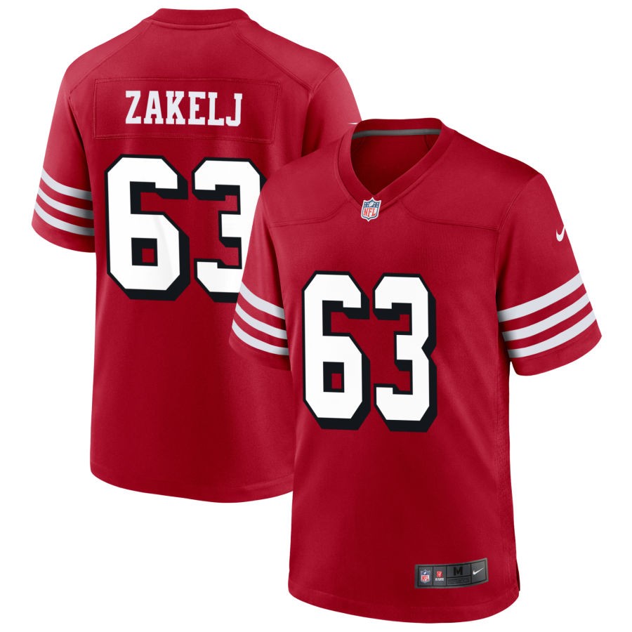 Nick Zakelj Men's Nike Scarlet San Francisco 49ers Alternate Custom Game Jersey