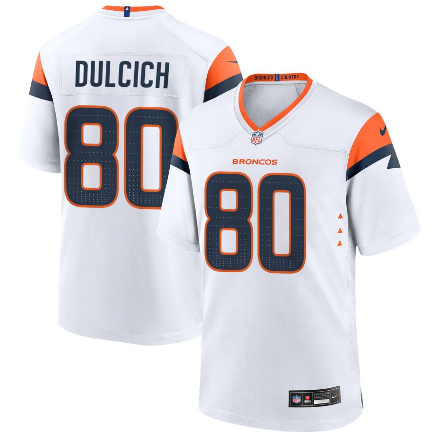Greg Dulcich Men's Nike White Denver Broncos Custom Game Jersey