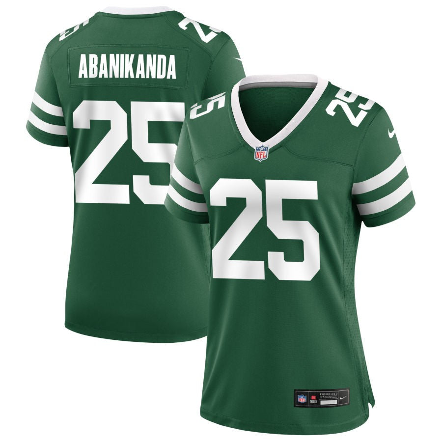 Israel Abanikanda Women's Nike Legacy Green New York Jets Custom Game Jersey