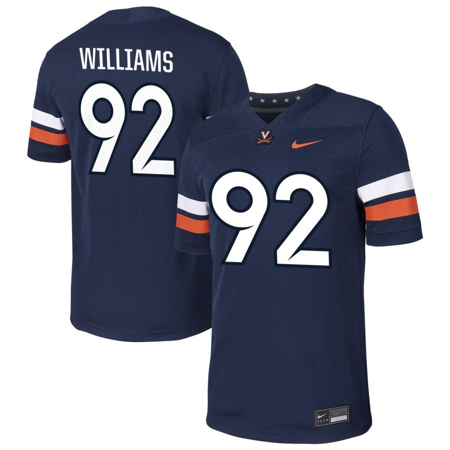 Andrew Williams Men's Nike Navy Virginia Cavaliers Pick-A-Player NIL Football Game Jersey