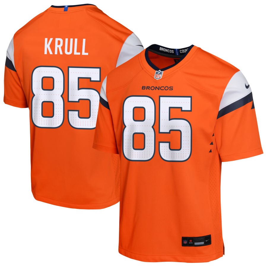 Lucas Krull Youth Nike Orange Denver Broncos Custom Game Jersey