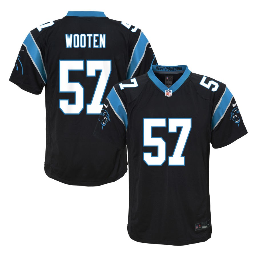 Chandler Wooten Youth Nike Black Carolina Panthers Custom Game Jersey