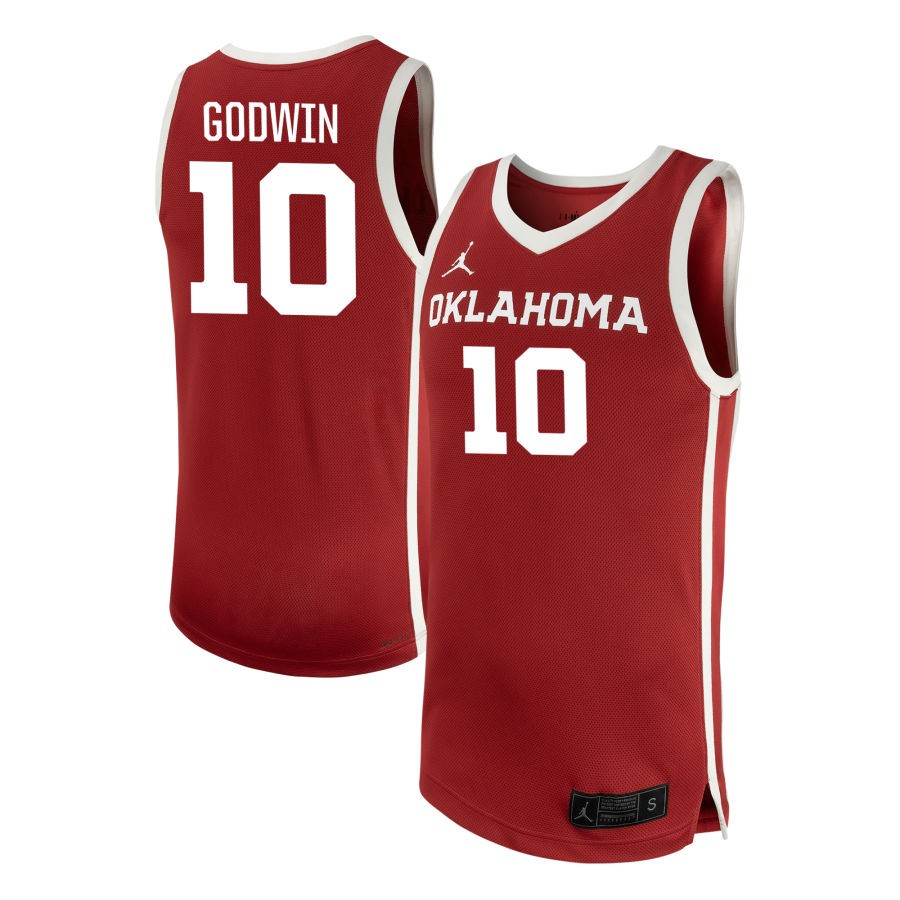 Sam Godwin Men's Jordan Brand Crimson Oklahoma Sooners NIL Pick-A-Player Men's Basketball Replica Jersey