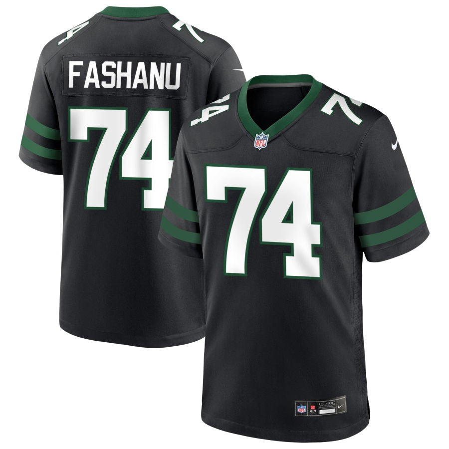 Olu Fashanu Men's Nike Legacy Black New York Jets Alternate Custom Game Jersey