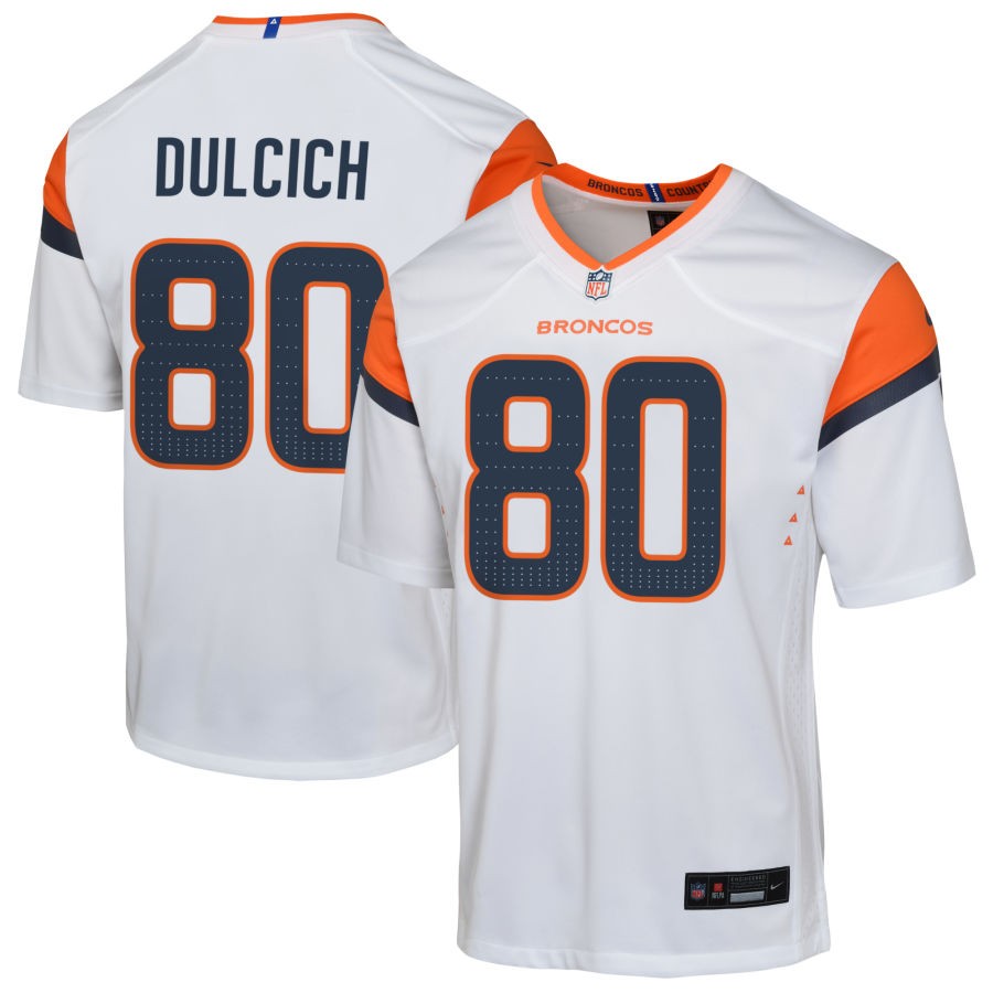Greg Dulcich Youth Nike White Denver Broncos Custom Game Jersey