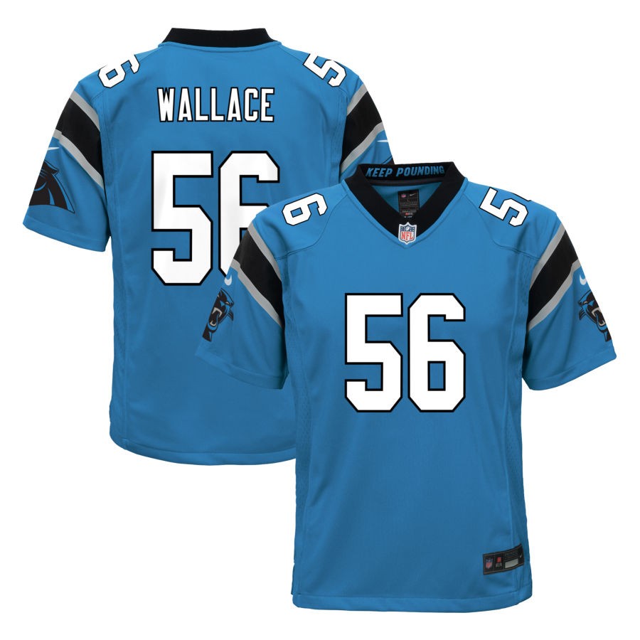 Trevin Wallace Youth Nike Blue Carolina Panthers Alternate Custom Game Jersey