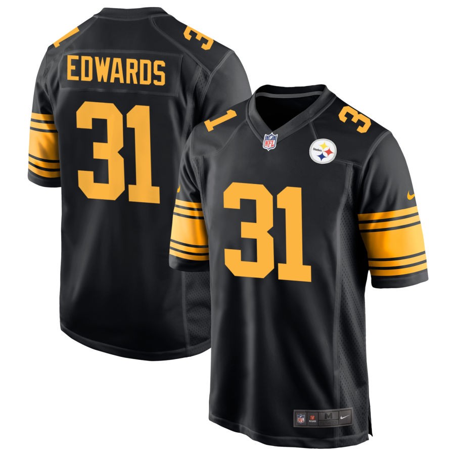 Daijun Edwards Men's Nike Black Pittsburgh Steelers Alternate Custom Game Jersey
