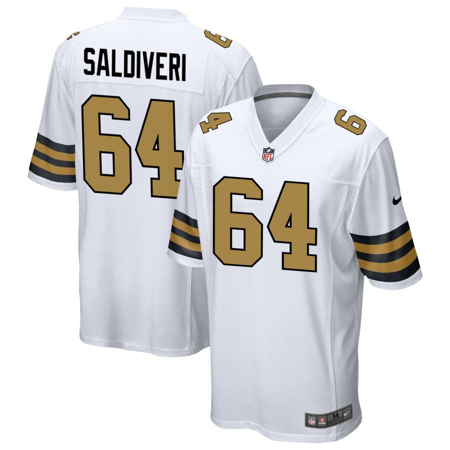 Nick Saldiveri Men's Nike White New Orleans Saints Alternate Custom Game Jersey
