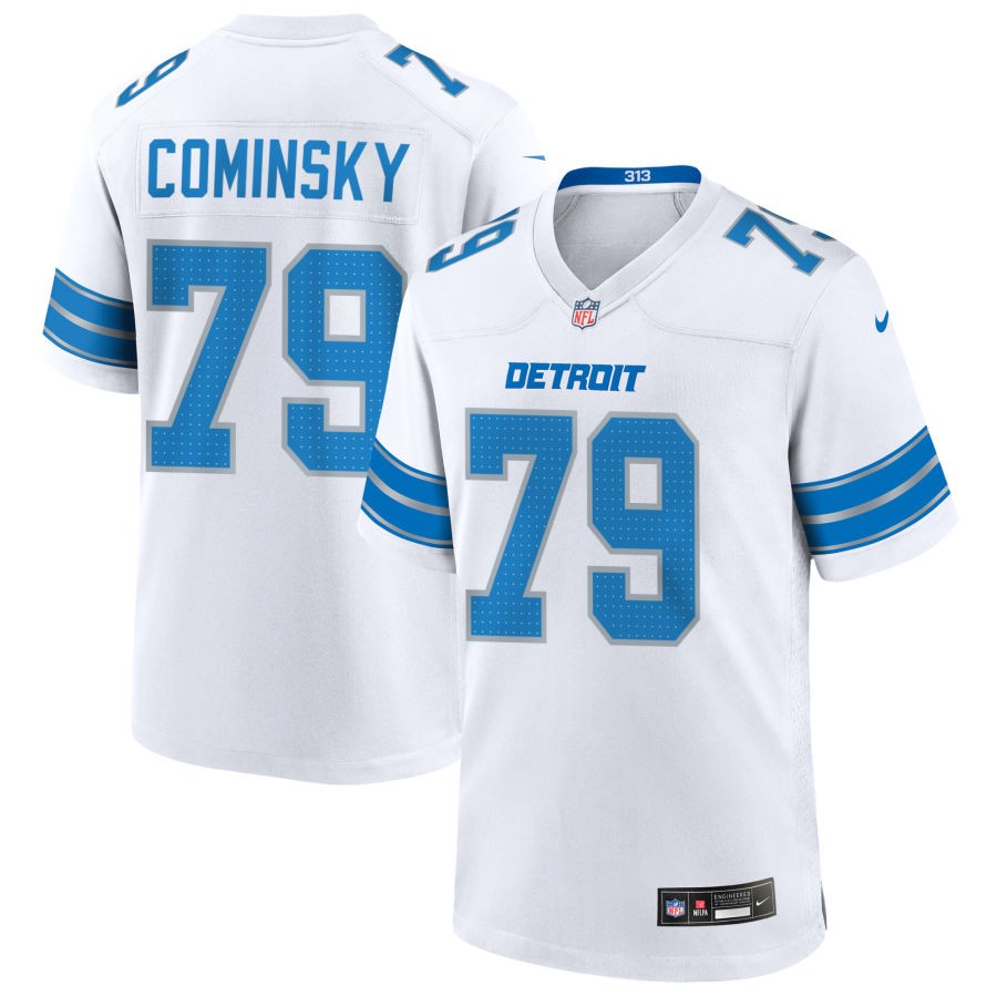 John Cominsky Men's Nike White Detroit Lions Custom Game Jersey