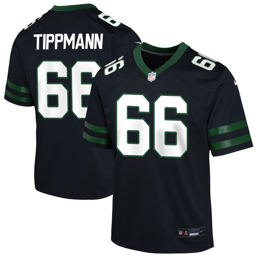 Joe Tippmann Youth Nike Legacy Black New York Jets Alternate Custom Game Jersey