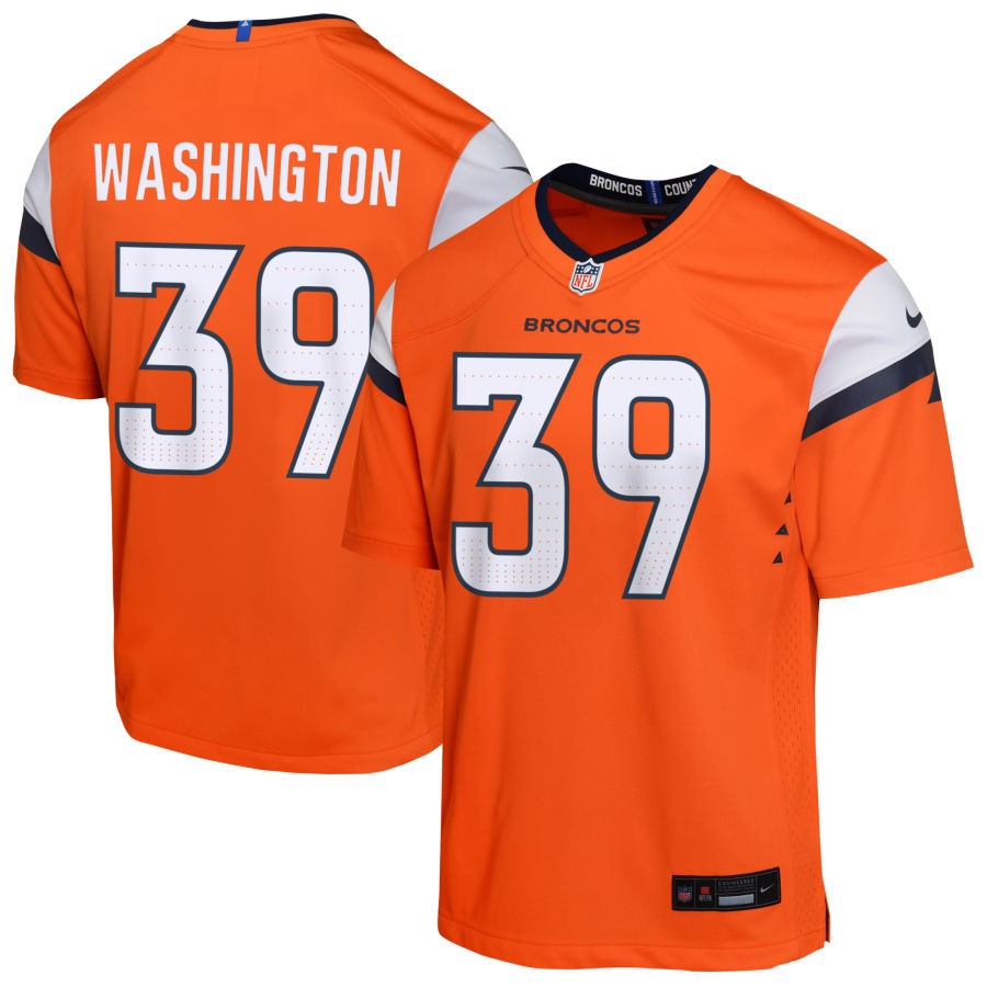 Dwayne Washington Youth Nike Orange Denver Broncos Custom Game Jersey