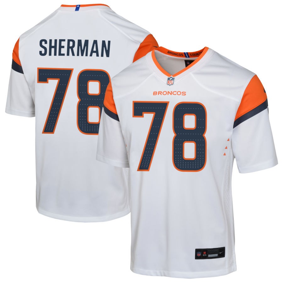 Will Sherman Youth Nike White Denver Broncos Custom Game Jersey