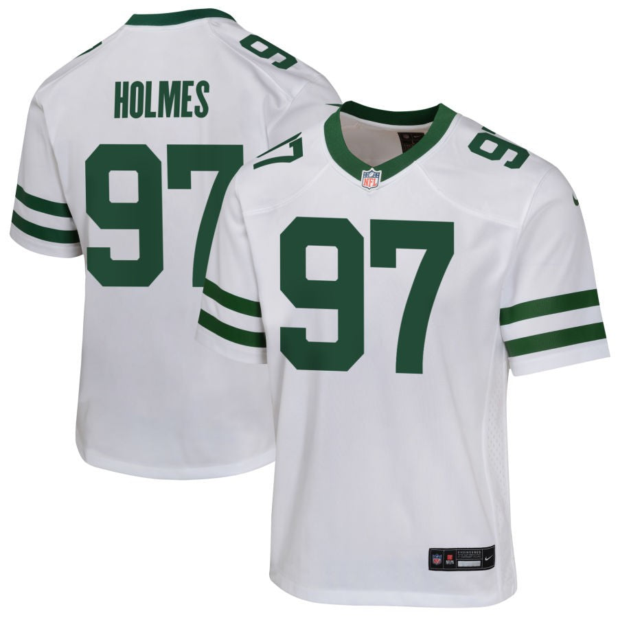 Jalyn Holmes Youth Nike Legacy White New York Jets Custom Game Jersey