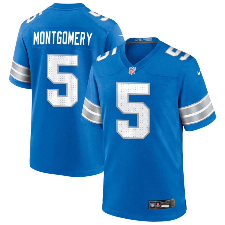 David Montgomery Men's Nike Blue Detroit Lions Custom Game Jersey