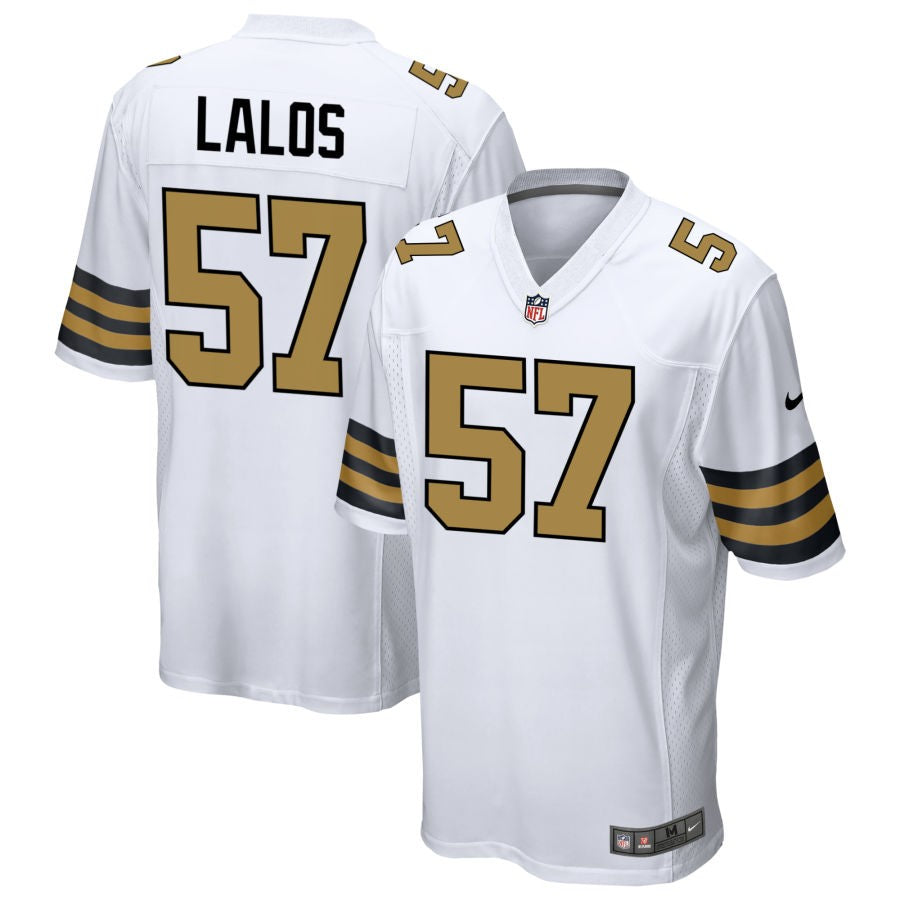 Niko Lalos Men's Nike White New Orleans Saints Alternate Custom Game Jersey