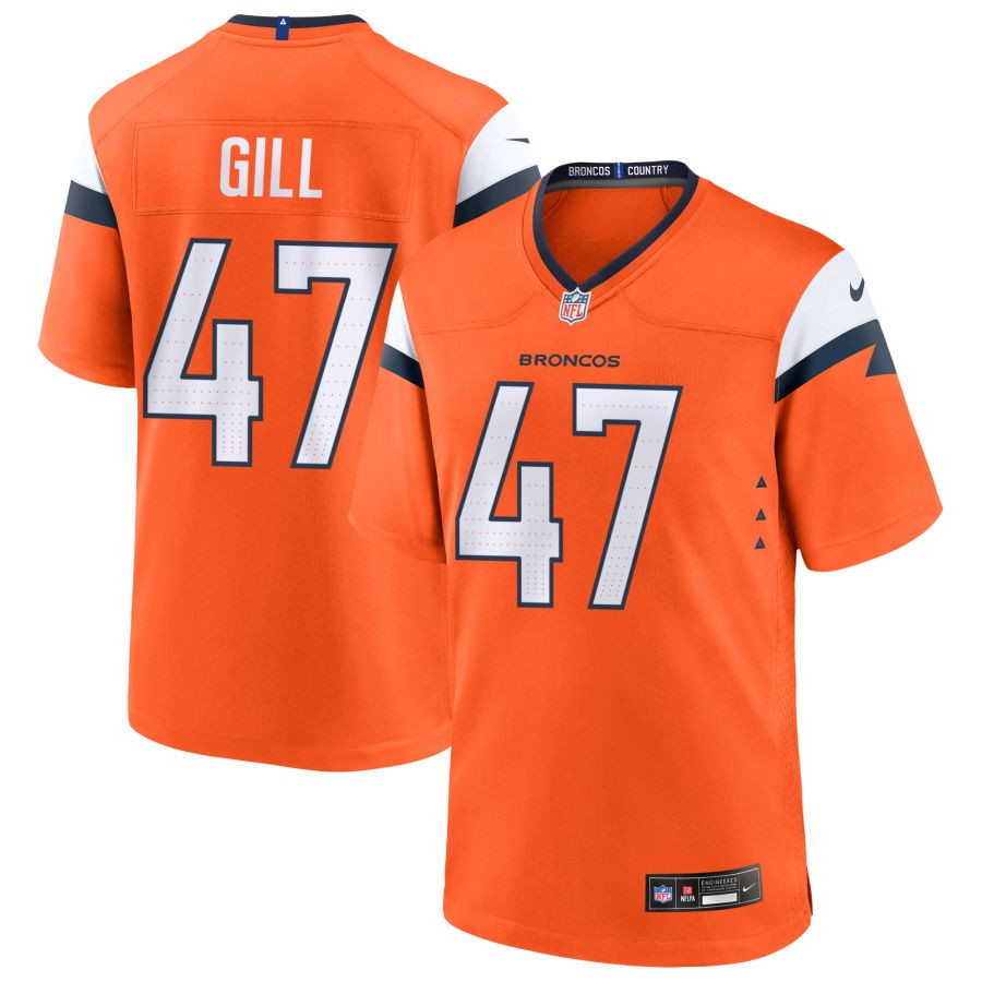 Trenton Gill Men's Nike Orange Denver Broncos Custom Game Jersey