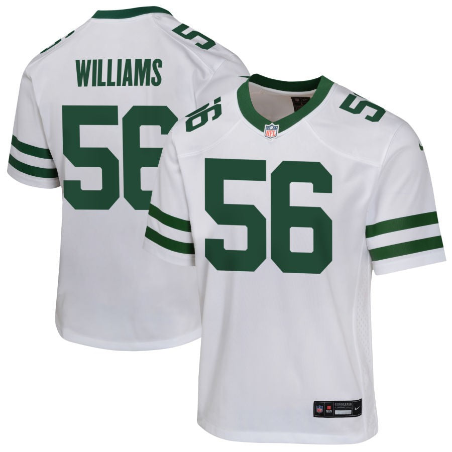Quincy Williams Youth Nike Legacy White New York Jets Custom Game Jersey
