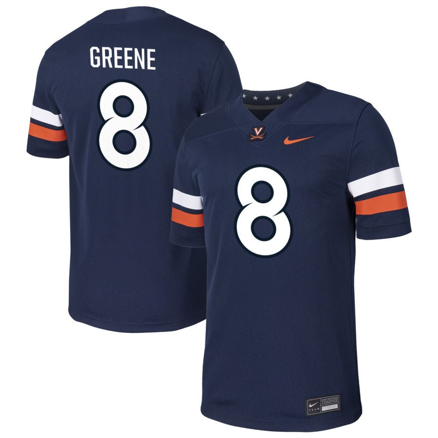 Malcolm Greene Men's Nike Navy Virginia Cavaliers Pick-A-Player NIL Football Game Jersey