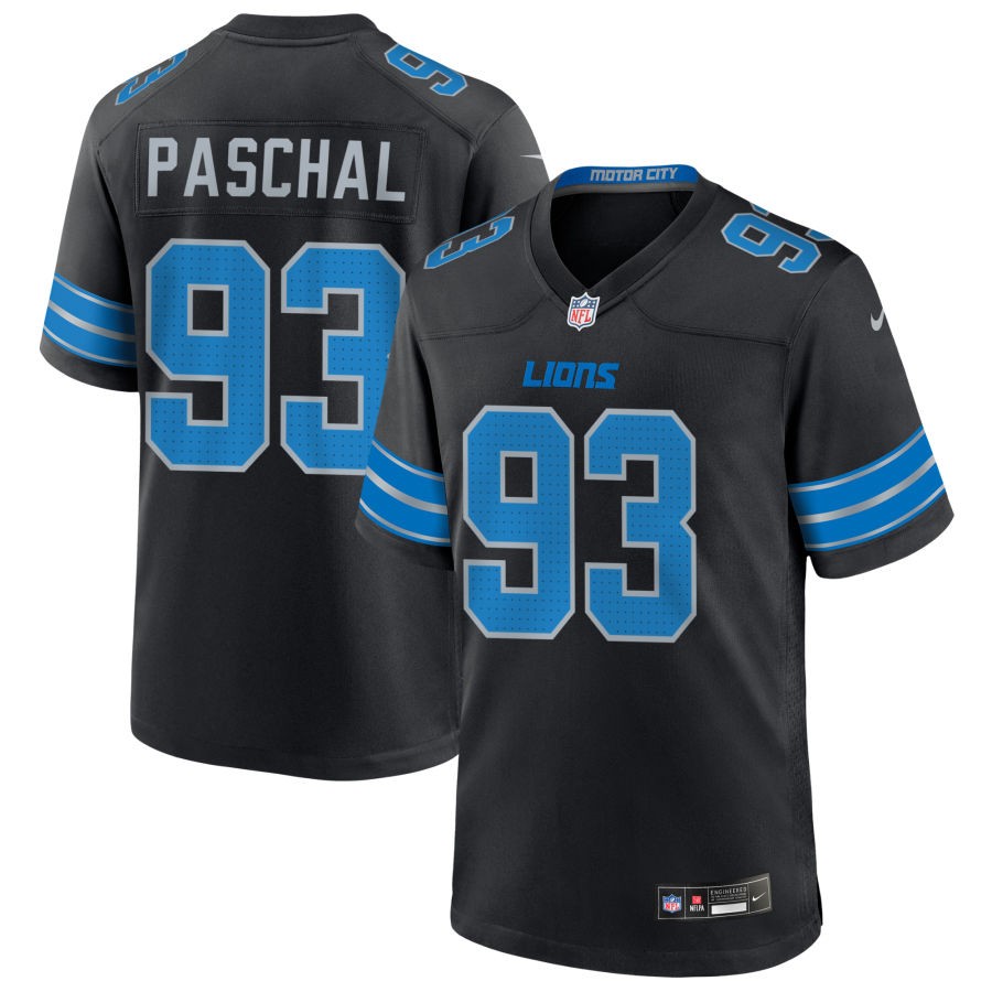 Josh Paschal Men's Nike Black Detroit Lions Alternate Custom Game Jersey