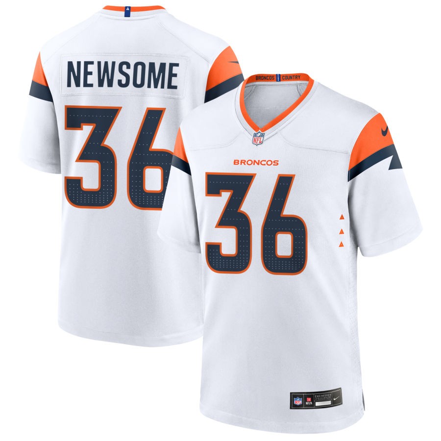 Quinton Newsome Men's Nike White Denver Broncos Custom Game Jersey