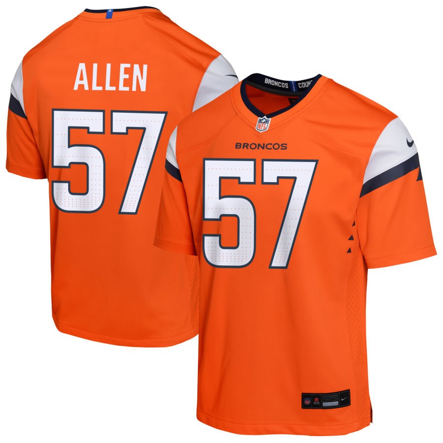 Jaylon Allen Youth Nike Orange Denver Broncos Custom Game Jersey