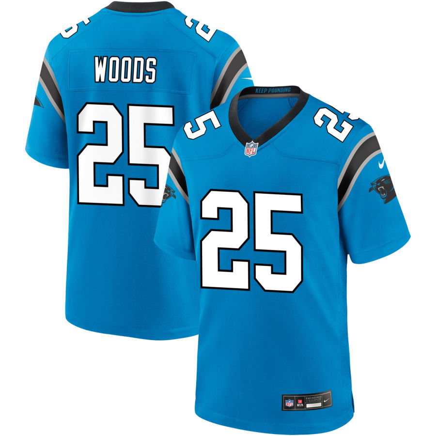 Xavier Woods Men's Nike Blue Carolina Panthers Alternate Custom Game Jersey