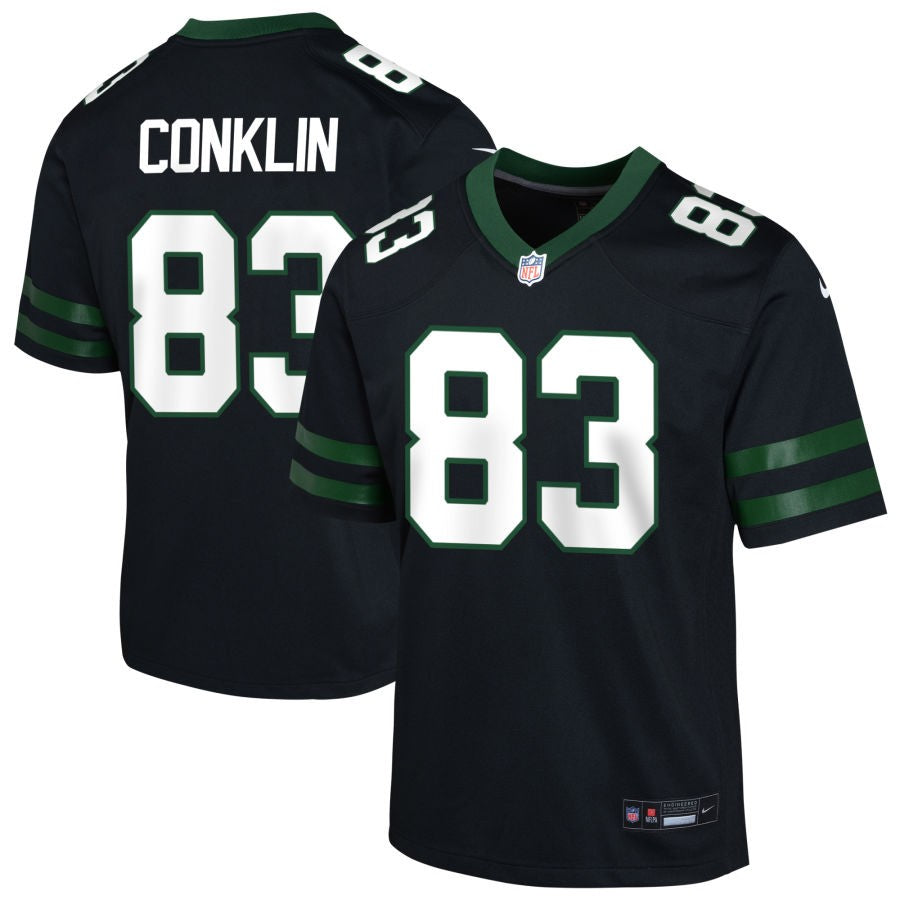 Tyler Conklin Youth Nike Legacy Black New York Jets Alternate Custom Game Jersey