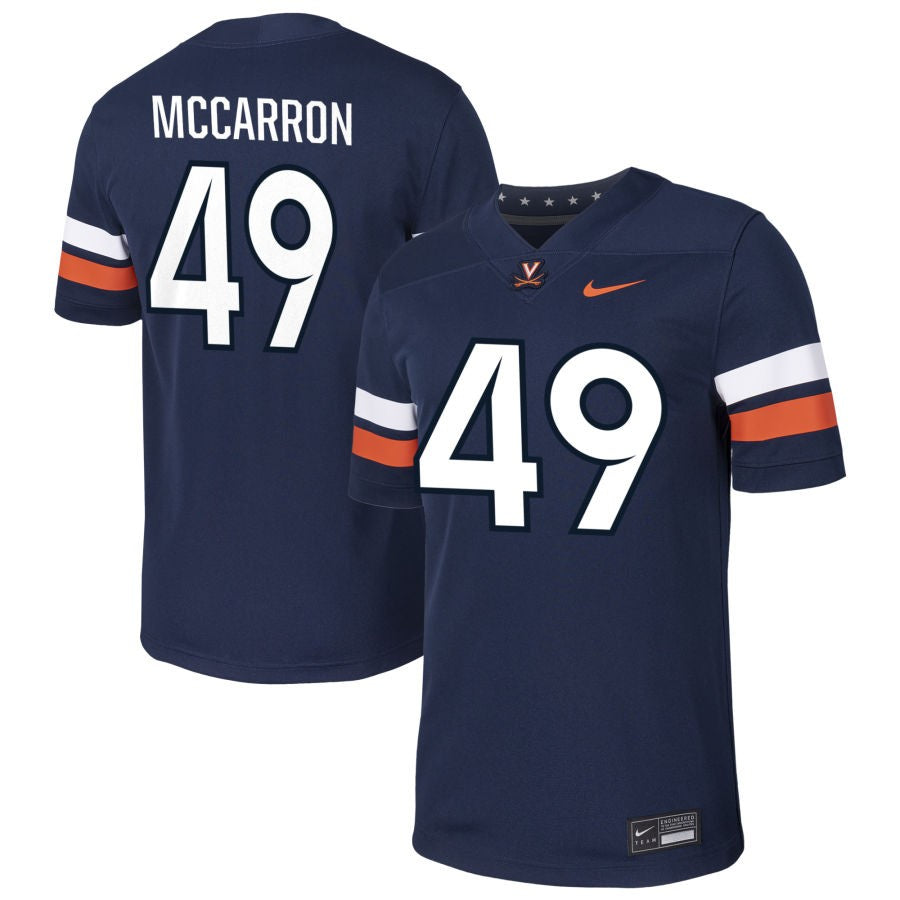 Josh McCarron Men's Nike Navy Virginia Cavaliers Pick-A-Player NIL Football Game Jersey