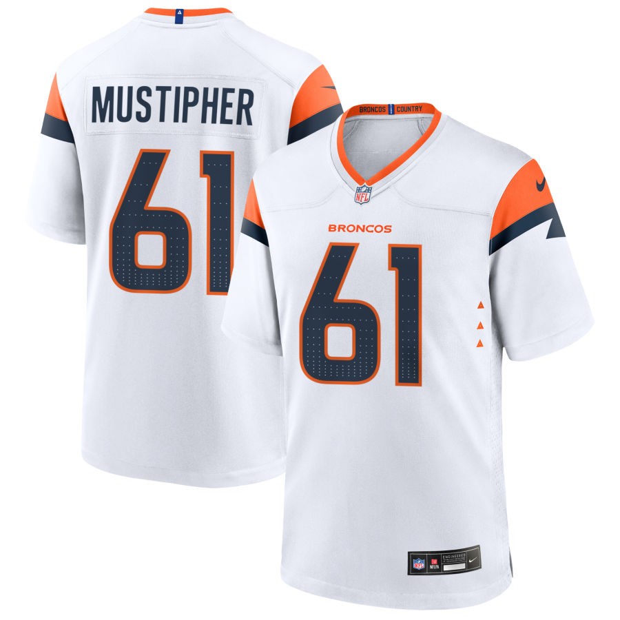 Sam Mustipher Men's Nike White Denver Broncos Custom Game Jersey