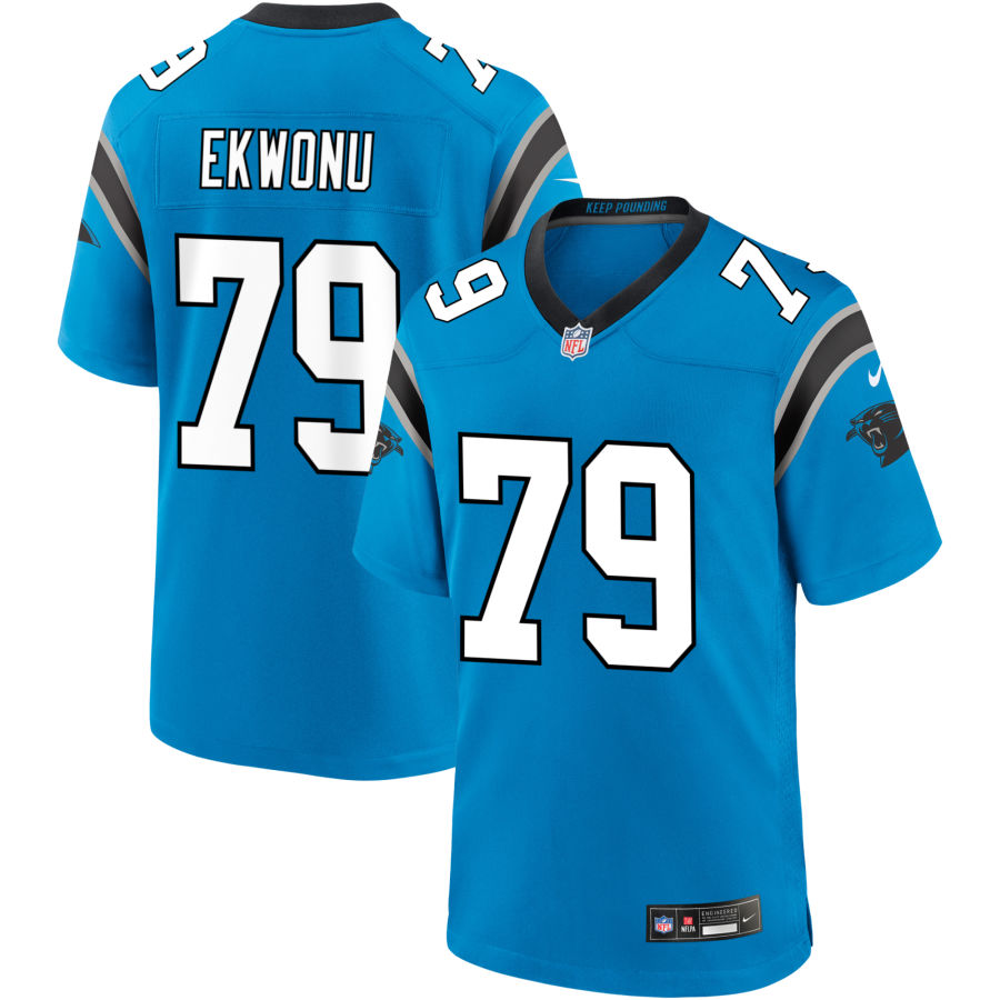 Ikem Ekwonu Men's Nike Blue Carolina Panthers Alternate Custom Game Jersey