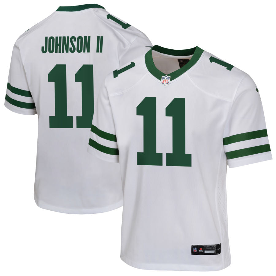 Jermaine Johnson II Youth Nike Legacy White New York Jets Custom Game Jersey