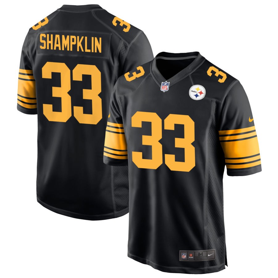 Aaron Shampklin Men's Nike Black Pittsburgh Steelers Alternate Custom Game Jersey