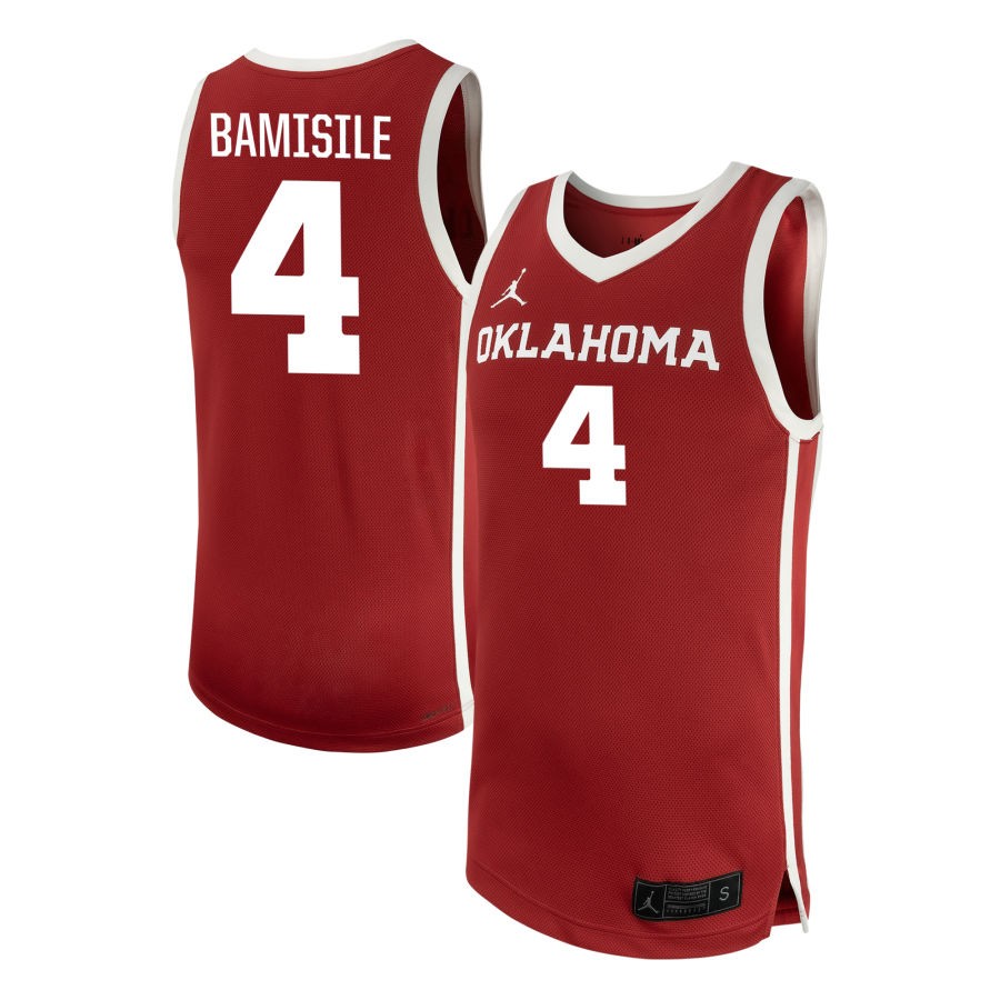 Joe Bamisile Men's Jordan Brand Crimson Oklahoma Sooners NIL Pick-A-Player Men's Basketball Replica Jersey