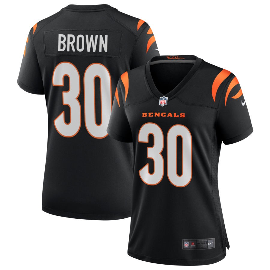 Chase Brown Women's Nike Black Cincinnati Bengals Game Custom Jersey