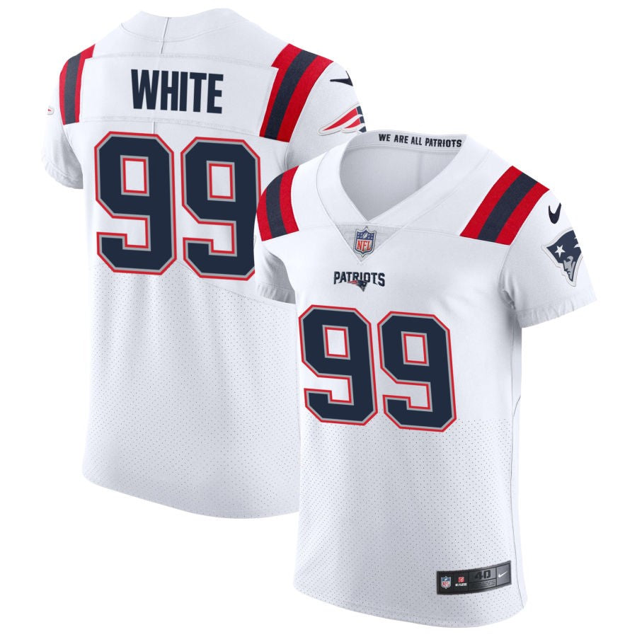 Keion White Men's Nike White New England Patriots Vapor Elite Custom Jersey