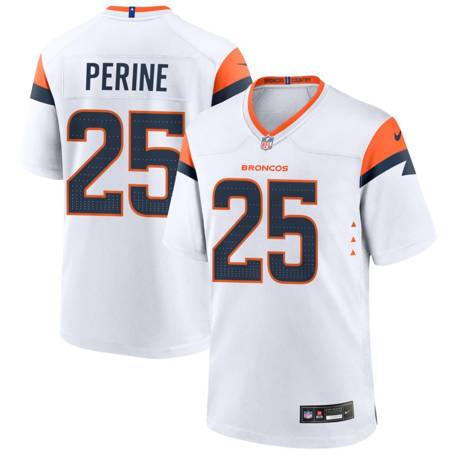 Samaje Perine Men's Nike White Denver Broncos Custom Game Jersey