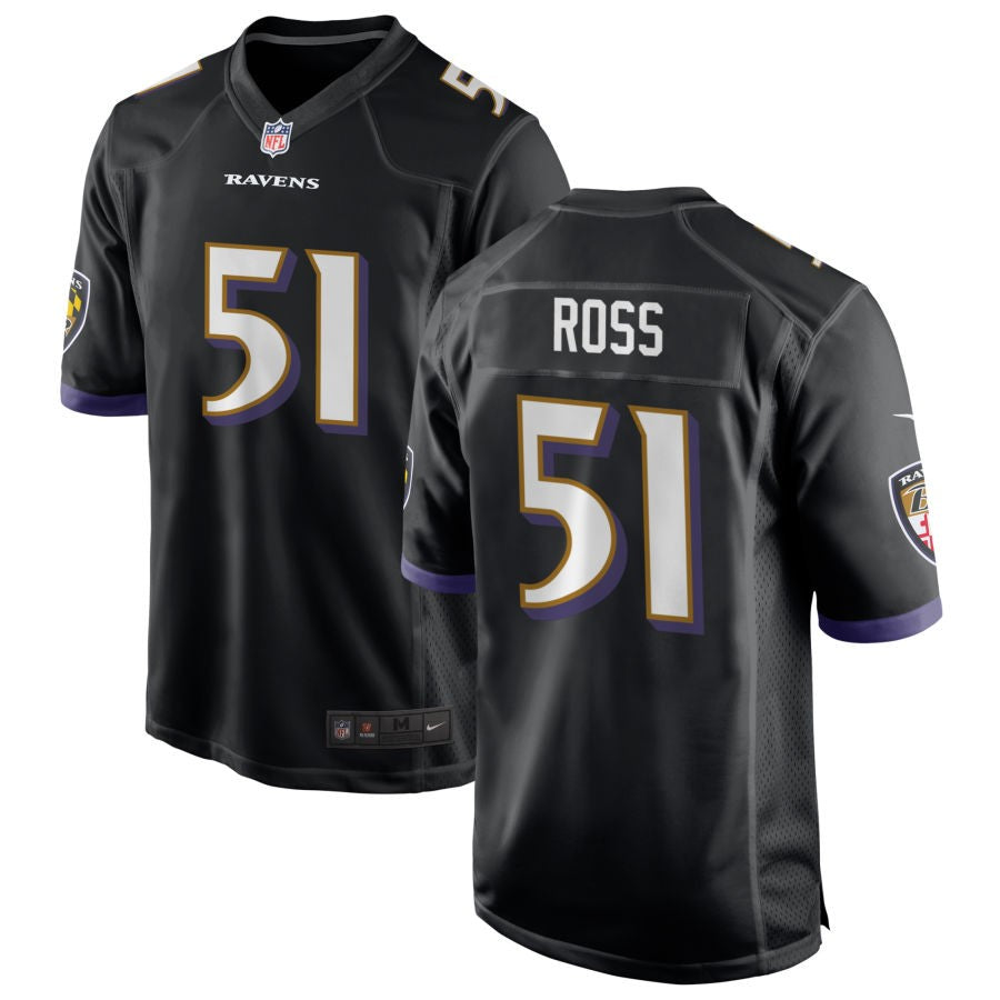 Josh Ross Men's Nike Black Baltimore Ravens Alternate Custom Game Jersey