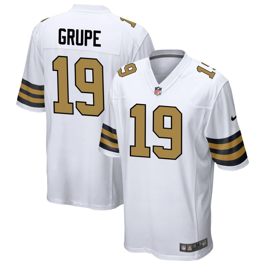 Blake Grupe Men's Nike White New Orleans Saints Alternate Custom Game Jersey