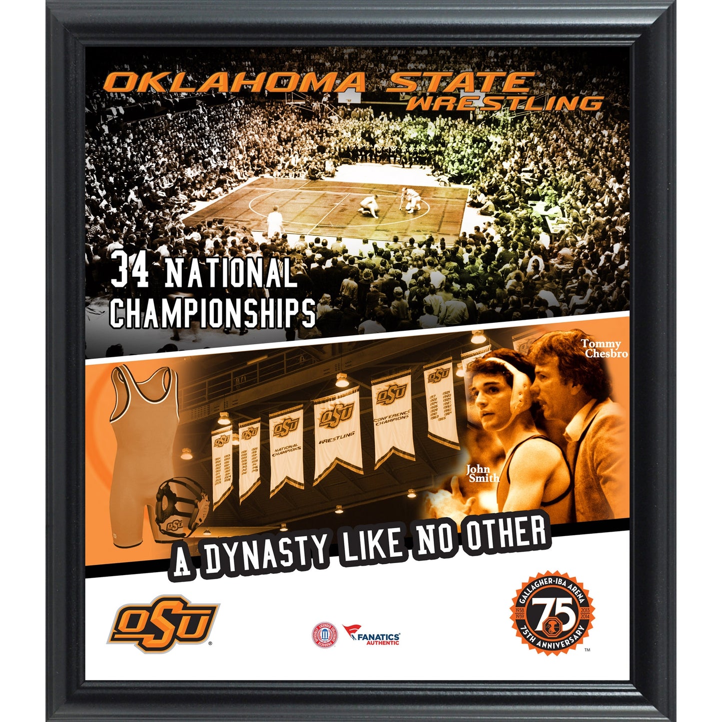 Oklahoma State Cowboys Wrestling 75th Anniversary Framed 15'' x 17'' Collage-Exclusive to Shop.okstate.com