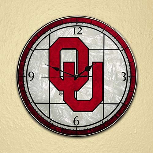 Oklahoma Sooners Art-Glass Clock