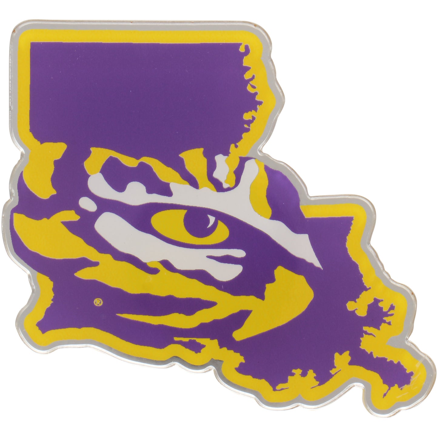 LSU Tigers State Shape Acrylic Metallic Auto Emblem