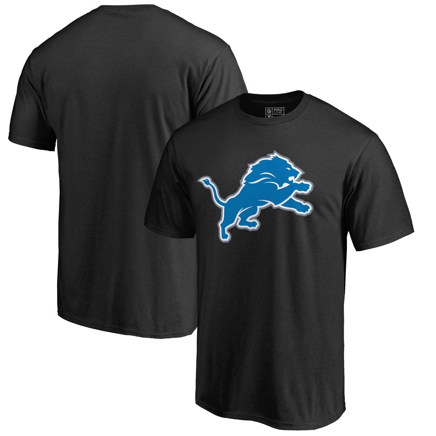 Men's NFL Pro Line Black Detroit Lions Primary Logo 2 T-Shirt