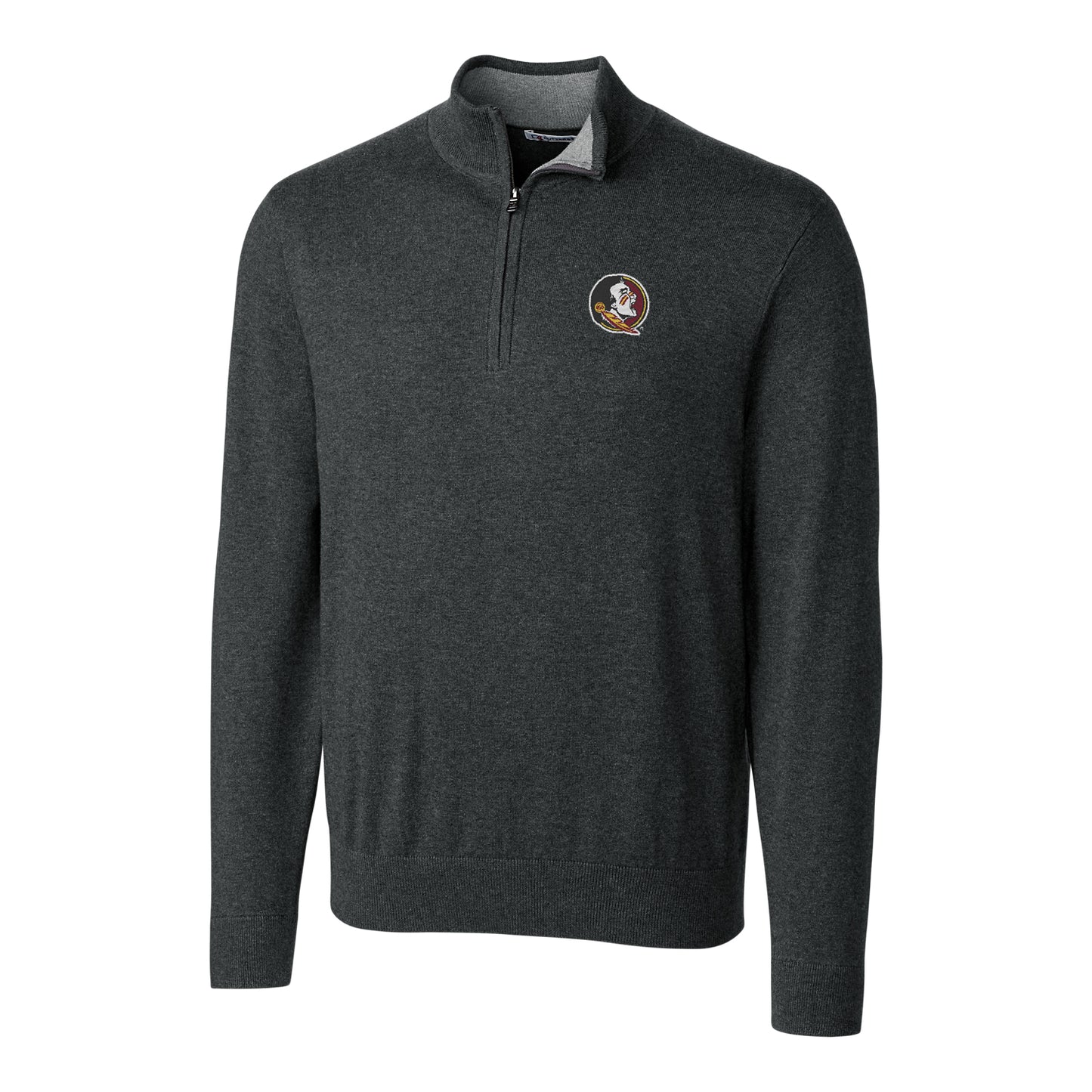 Men's Cutter & Buck Heather Charcoal Florida State Seminoles Big & Tall Lakemont Half-Zip Jacket