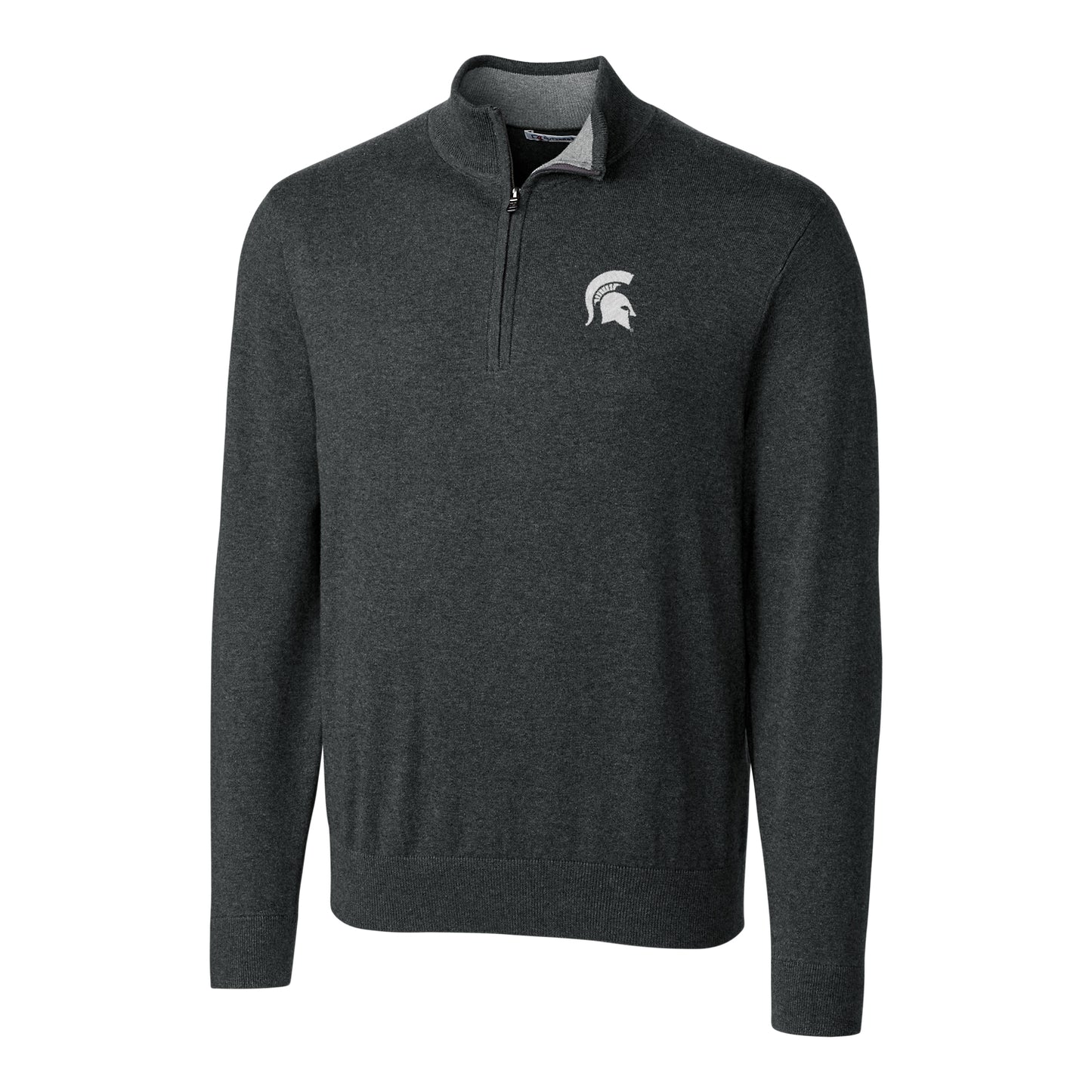 Men's Cutter & Buck Heather Charcoal Michigan State Spartans Big & Tall Lakemont Half-Zip Jacket